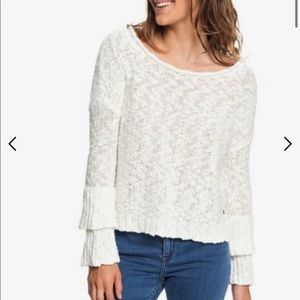 Roxy ruffled party sleeve sweater large